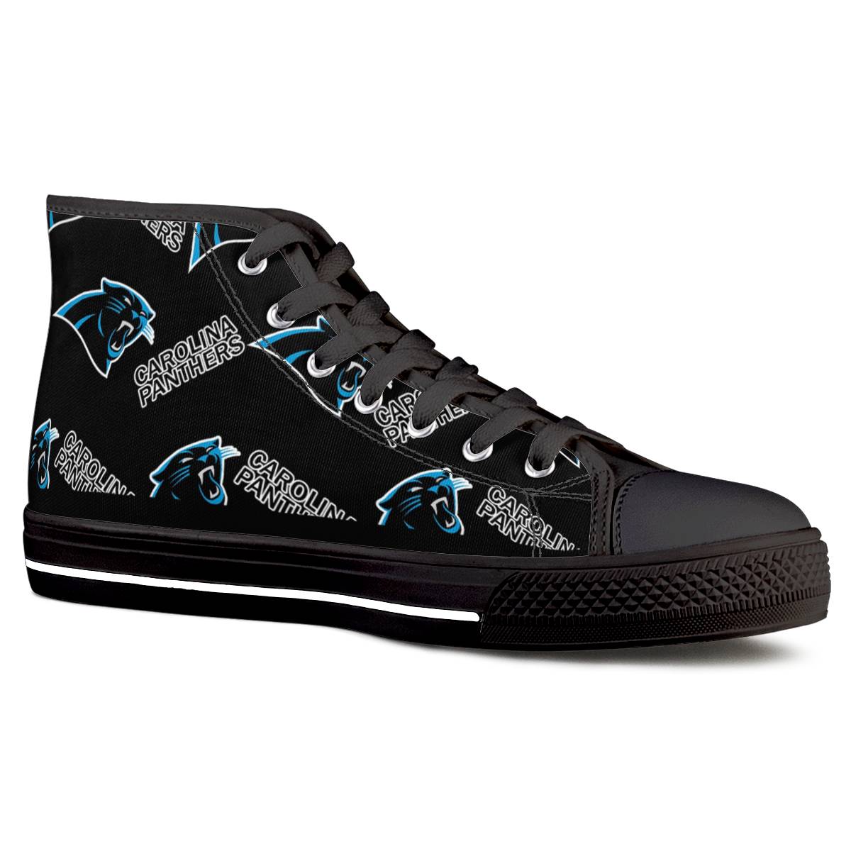 Women's Carolina Panthers High Top Canvas Sneakers 004 Women's Carolina Panthers High Top Canvas Sneakers 004